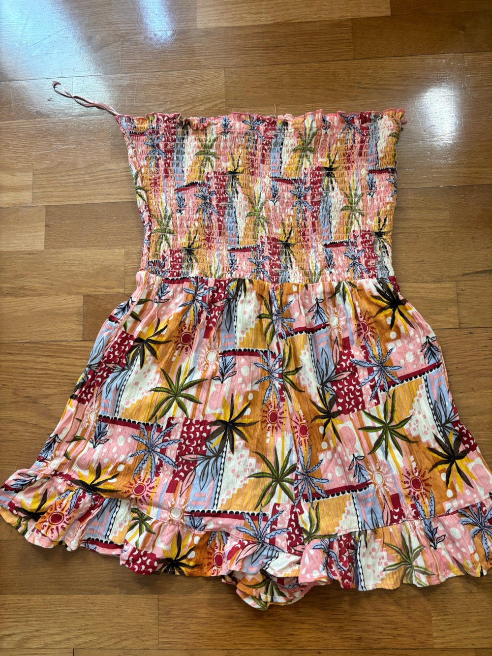 Angie Smocked Tropical dress - Pink, Yellow, Green, Blue